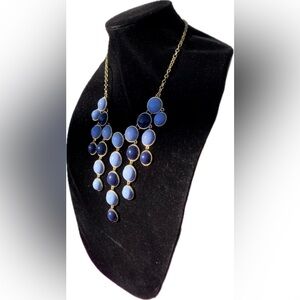 PANNEE by Panacea Elegant blue Beaded Y-drop Necklace gold tone 22+3” new in 🎁